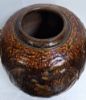 Gambar Guci Pendek Cokelat Motif Burung