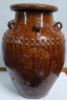 Gambar Guci Pendek Cokelat Manik - Manik Motif Bunga