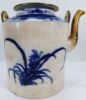 Gambar Teko Besar Biru Putih Motif Bunga dan Burung