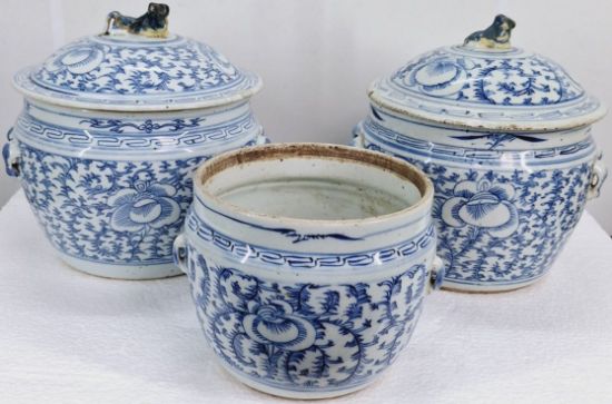 Gambar Blue and White Gamching with Sweatpea Design