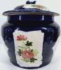 Gambar Gamcheng Biru Motif Kembang Merah